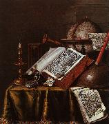 Edwaert Collier Still Life with Musical Instruments, Plutarch's Lives a Celestial Globe oil painting reproduction